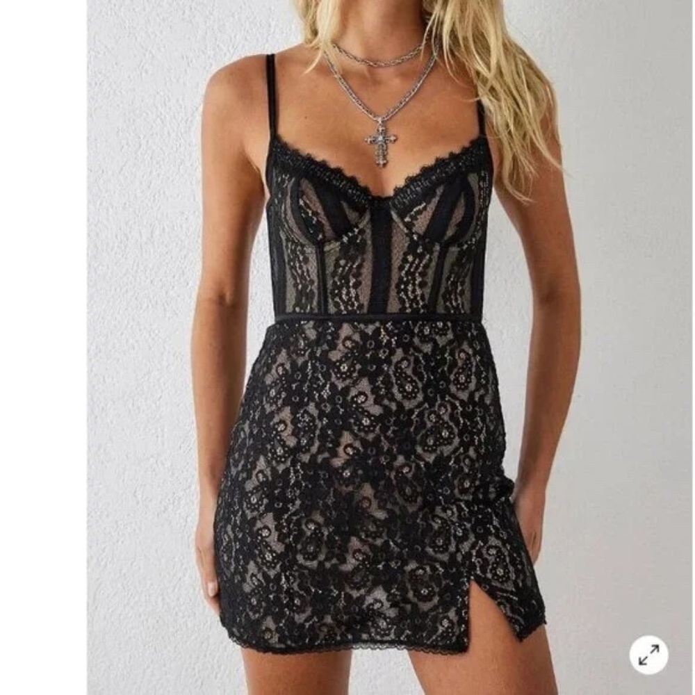 NWT  Black Lace Corset Dress from Urban Outfitters